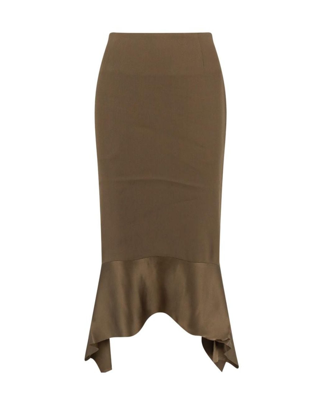 Totême Green Asymmetric Crepe-Texture Midi Skirt