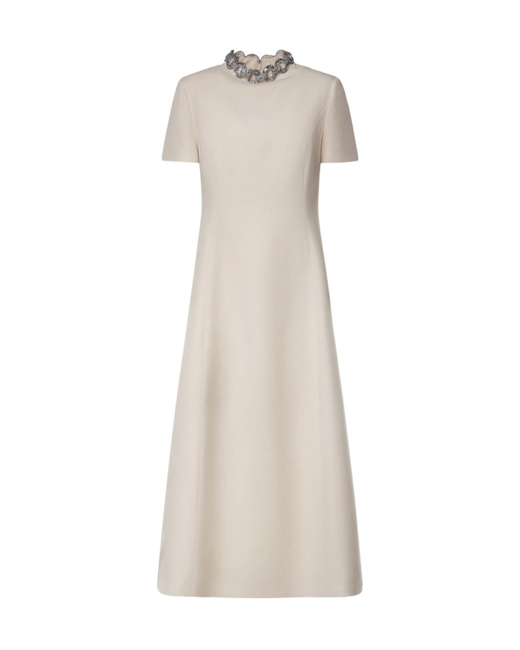 Valentino Natural Crepe Couture Embroidered Midi Dress
