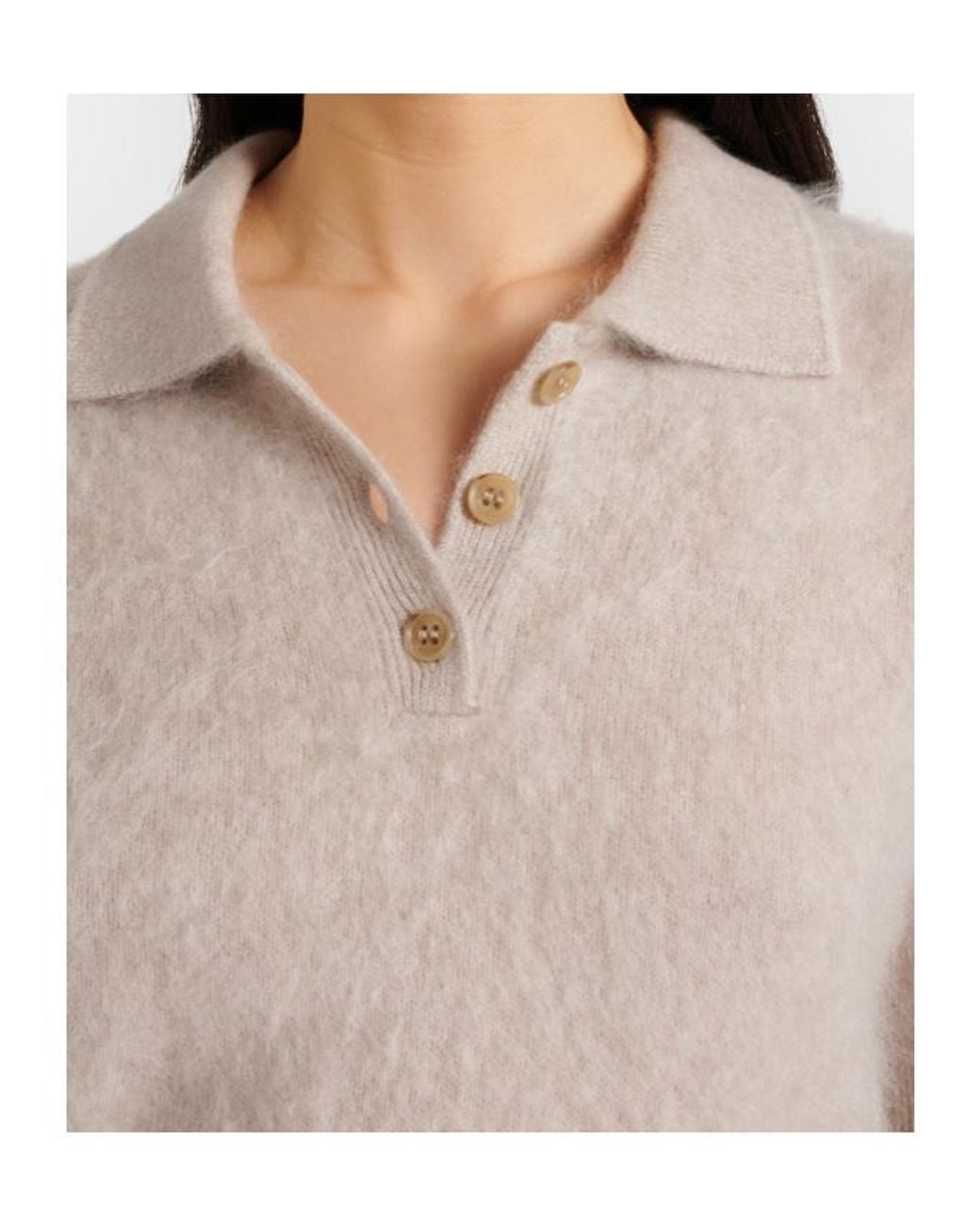 Lisa Yang White Carolyn Cashmere Polo Sweater