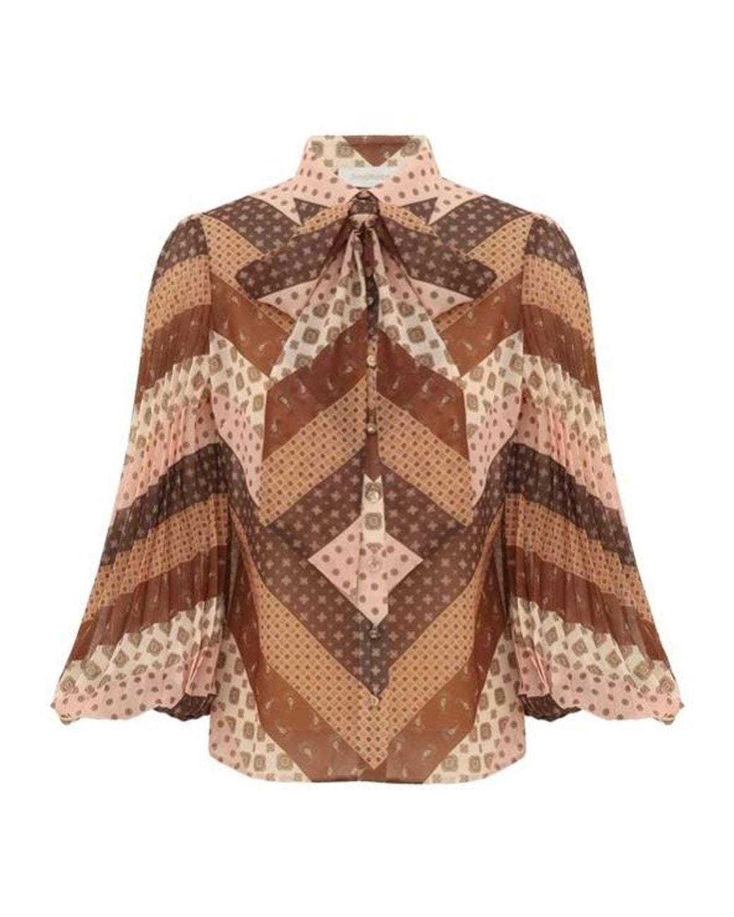 Zimmermann Brown Sunray Collard Shirt