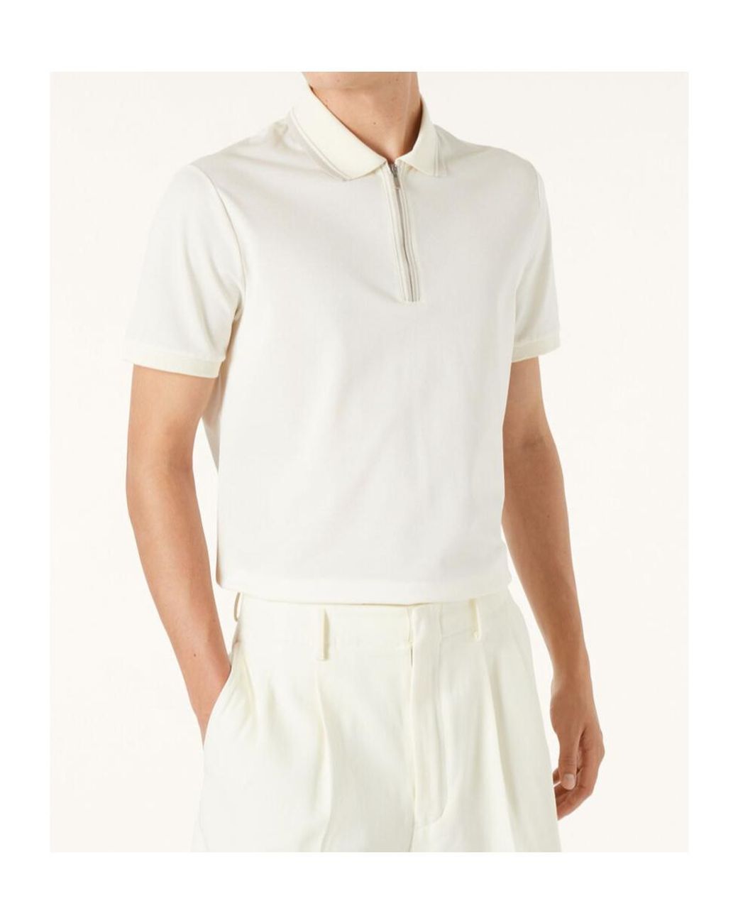 Loro Piana White Zip Regatta Polo Shirt for men