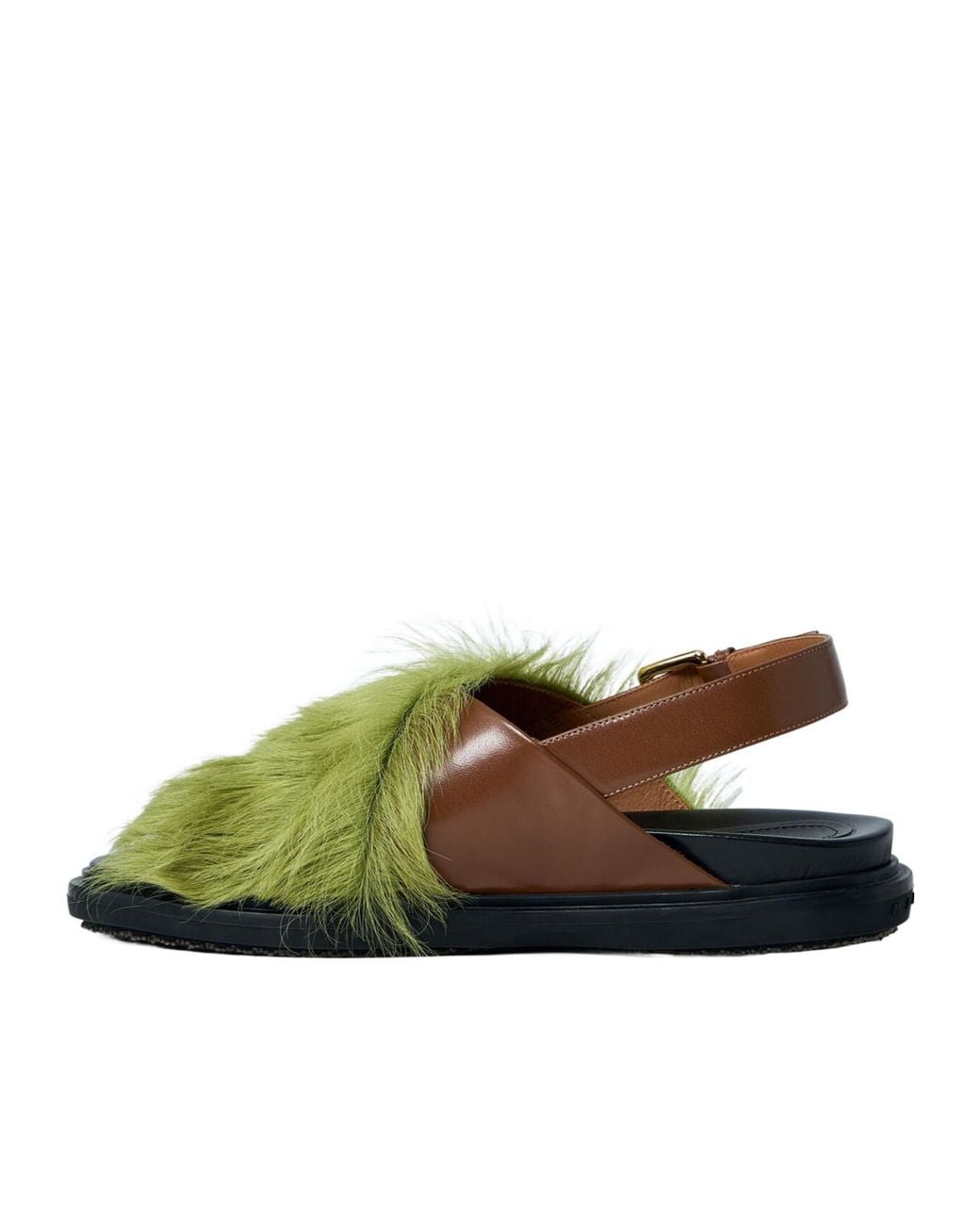 Marni Green Crossover Strap Fussbett Sandals
