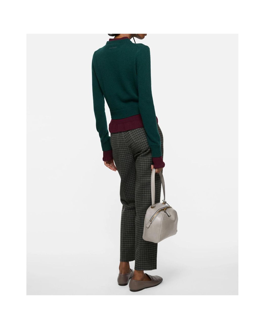 Acne Green Ruffled Layered-Effect Sweater