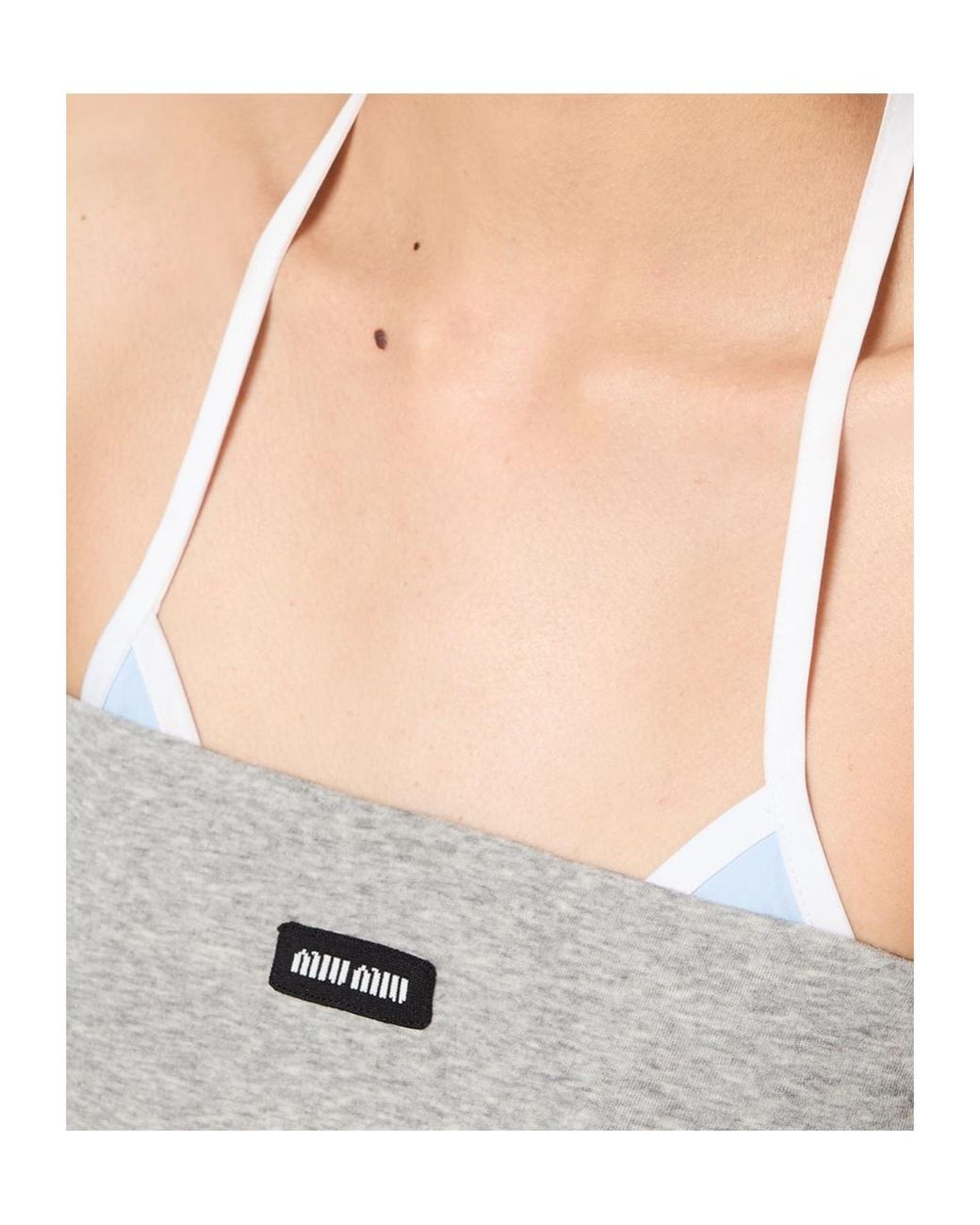 Miu Miu Gray Ribbed Jersey Top