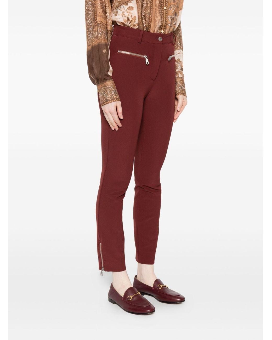 Etro Red Slim-Fit Trousers With Zip