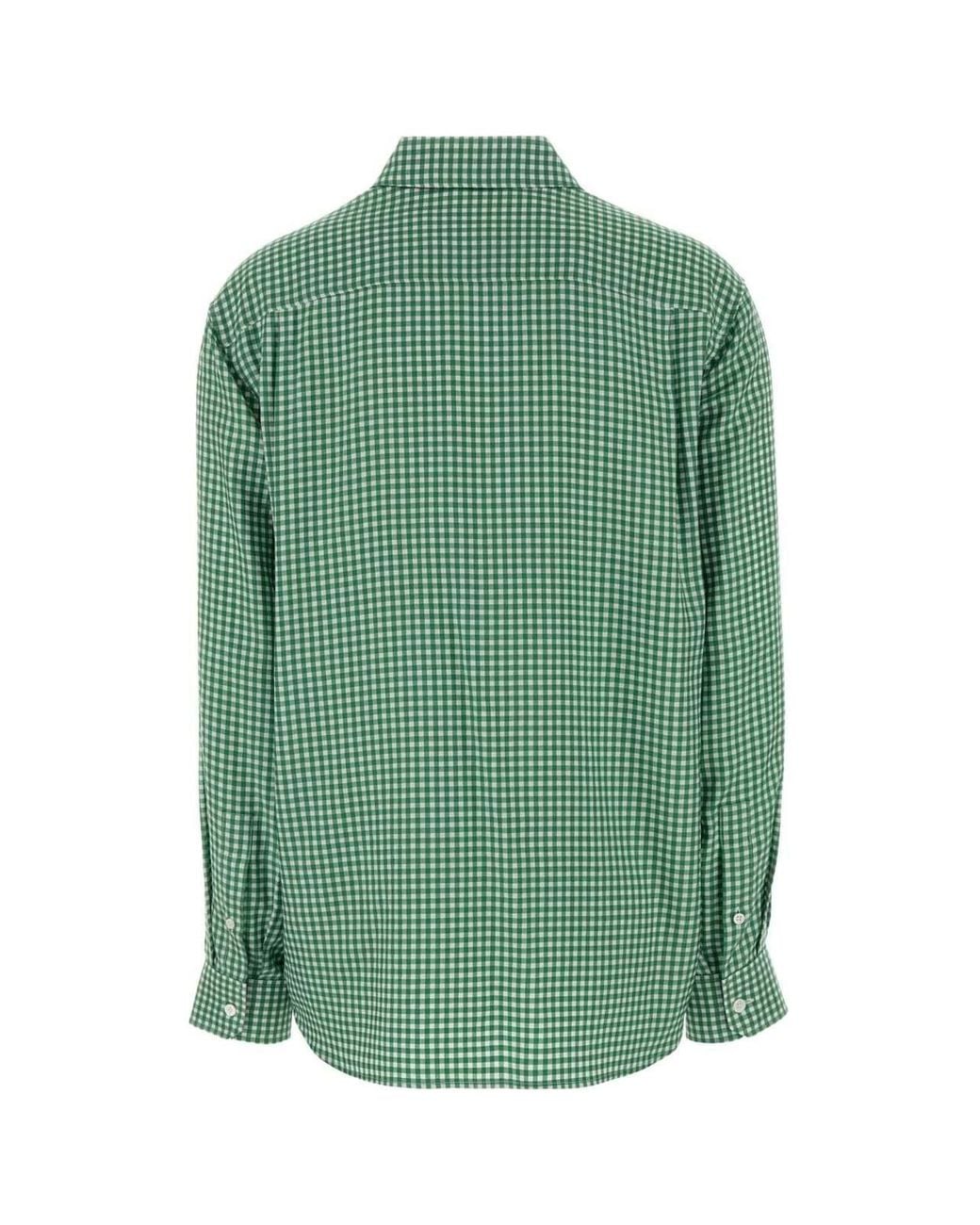 Loewe Green Long Sleeve Checked Shirt