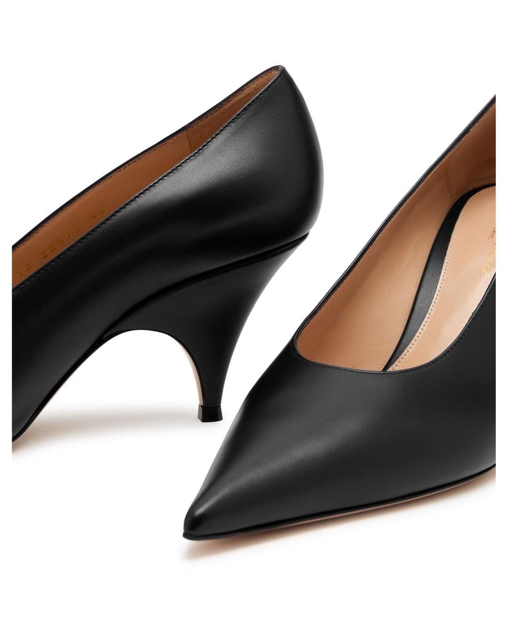 Gianvito Rossi Black Leather Pointed-Toe Stiletto Heels