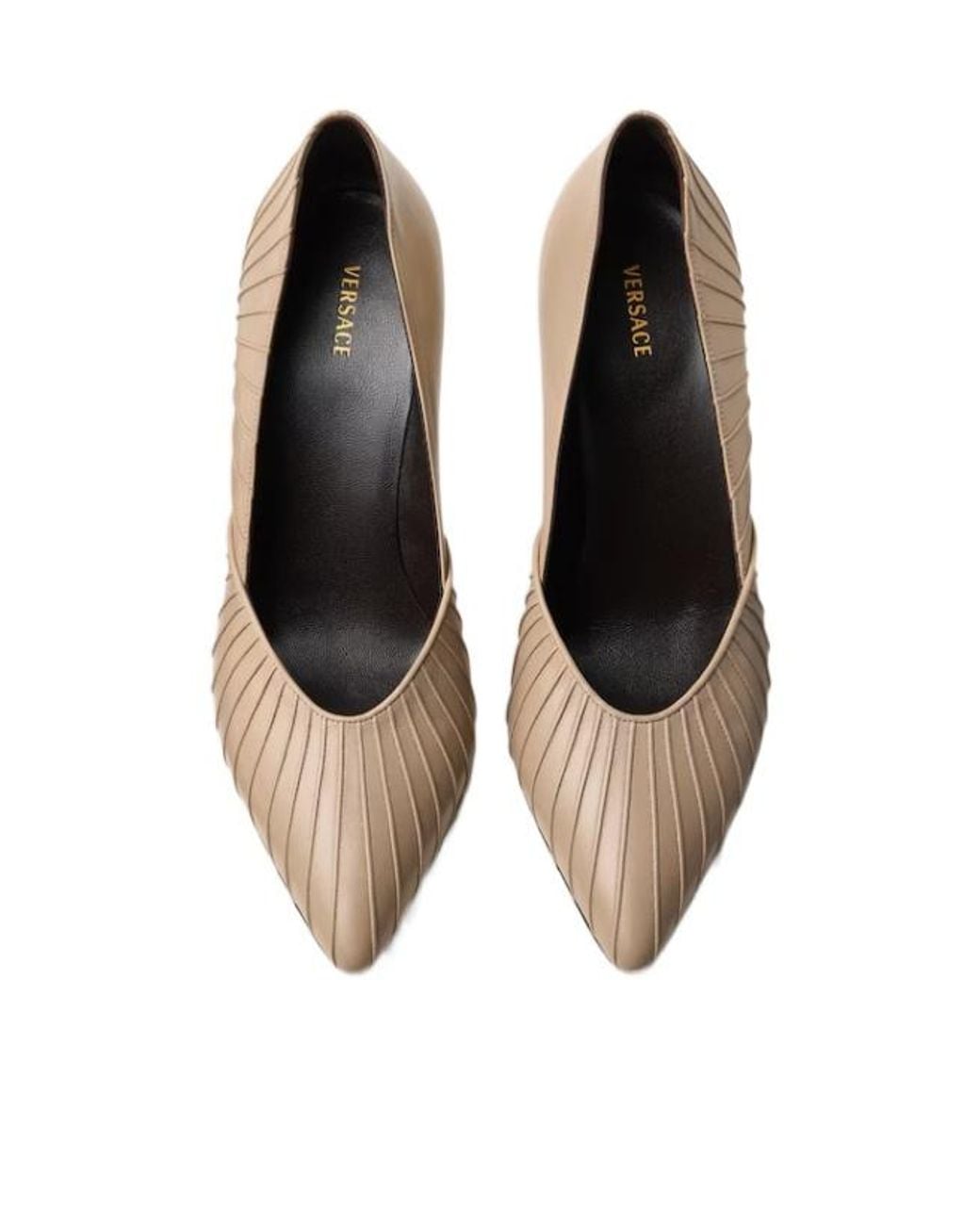 Versace White Gianni Pleated Heeled Pumps