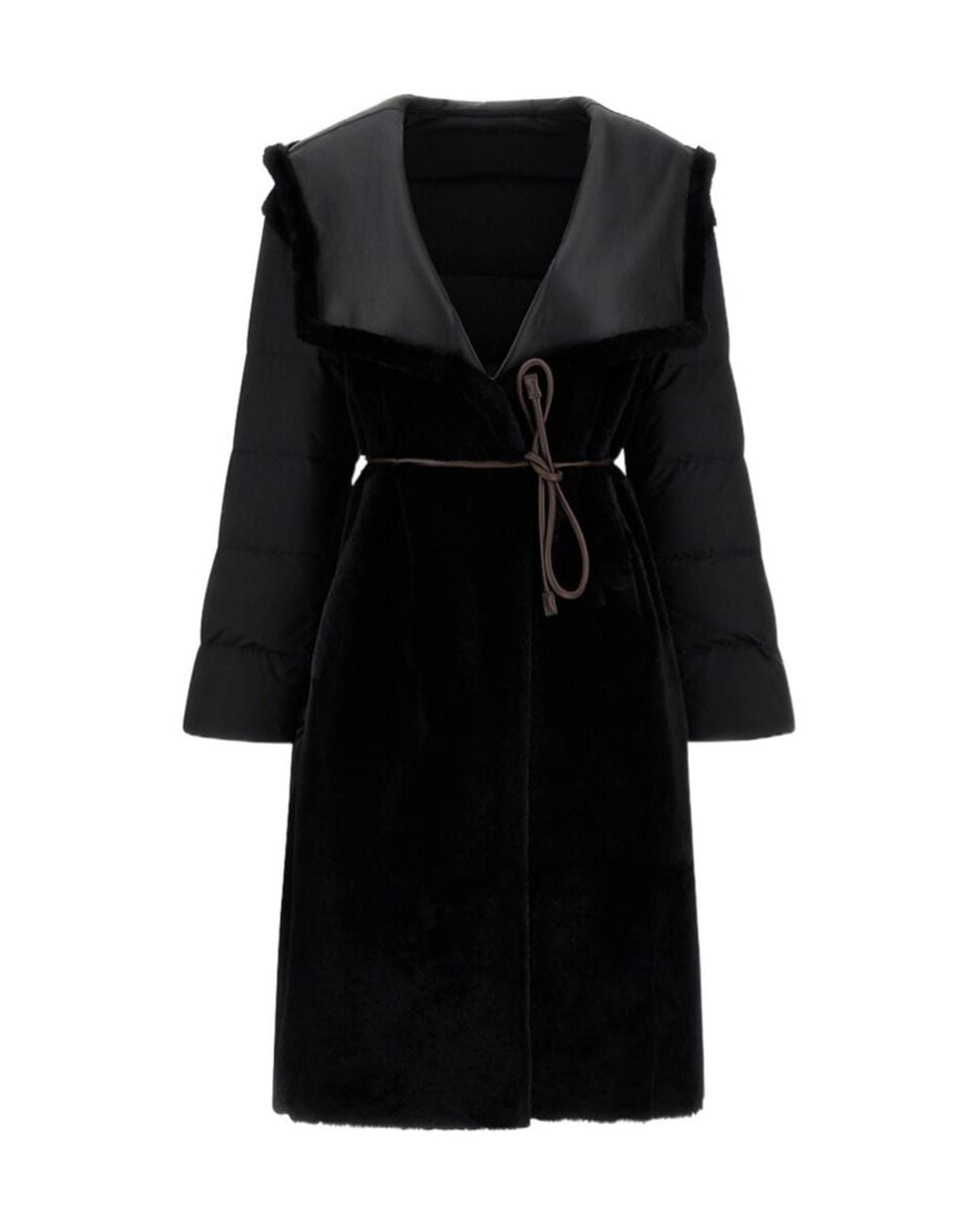 Herno Black Quilted Hooded Coat