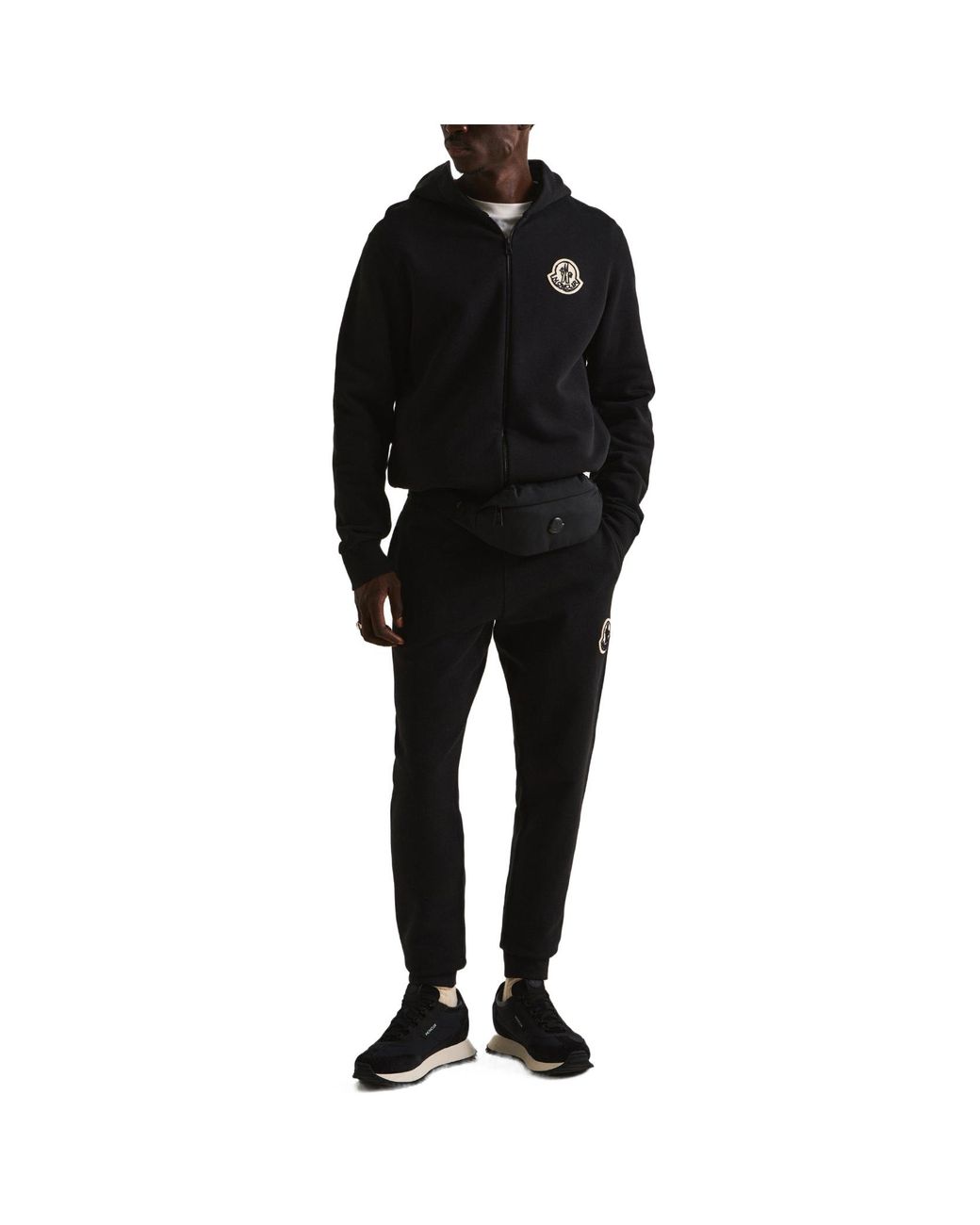 Moncler Black Zip-Up Hooded Sweatshirt for men