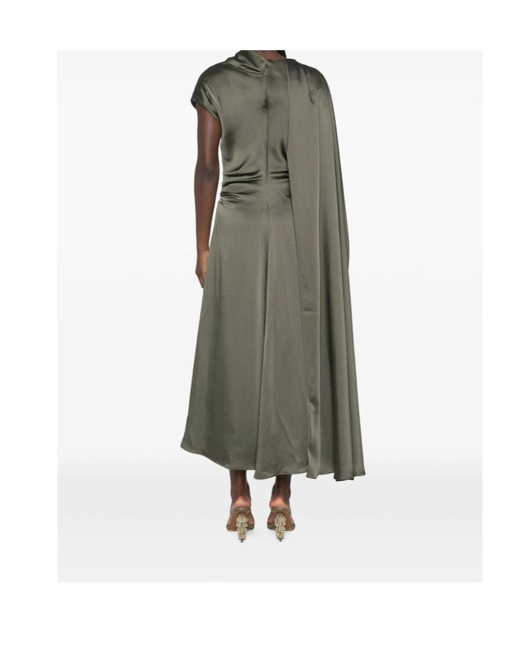 Jonathan Simkhai Green Gathered Detailed Asymmetric Midi Dress