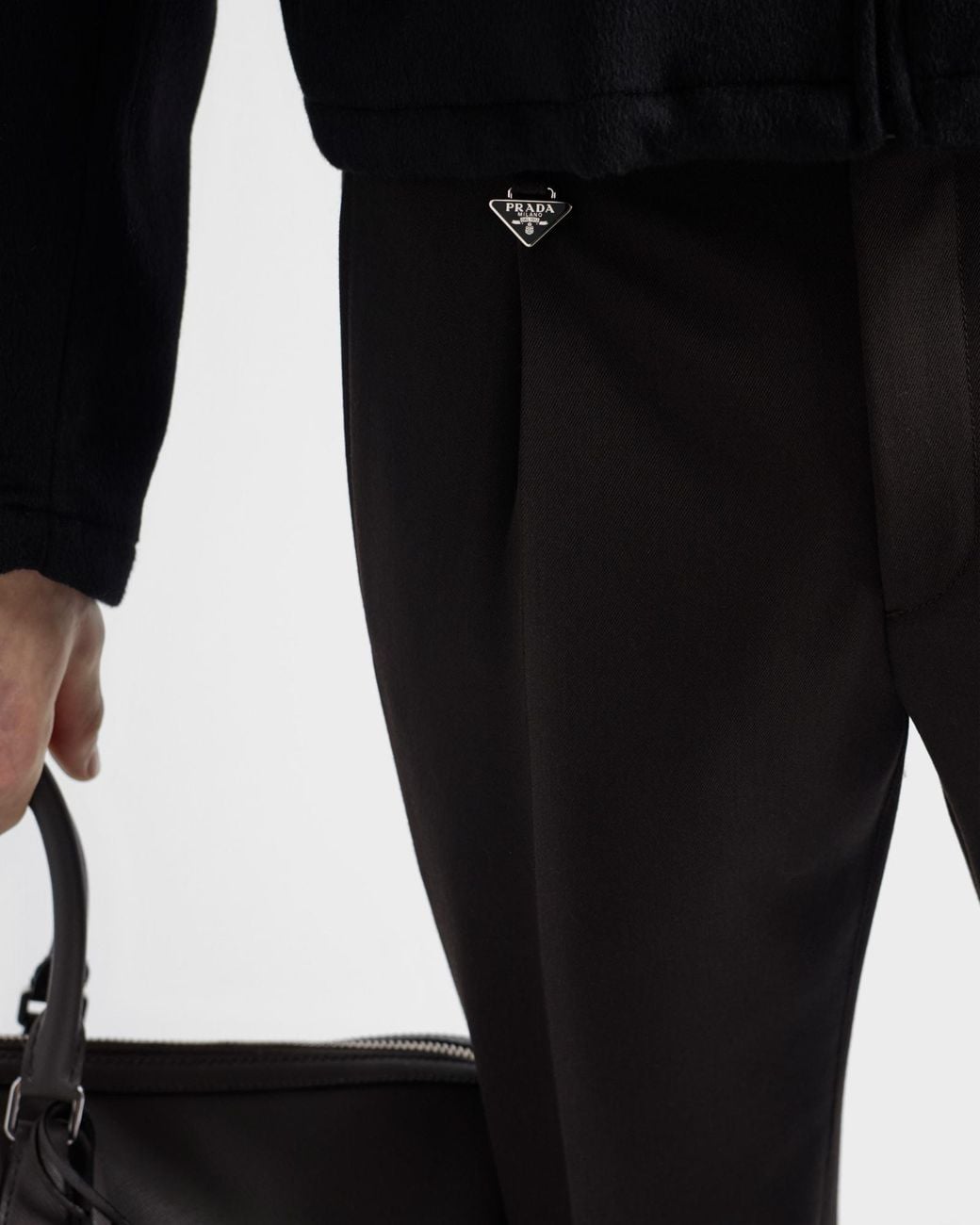 Prada Black Pleated Tailored Trousers for men