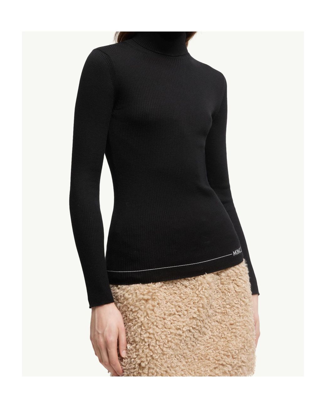 Moncler Black Turtleneck Long Sleeved Knitted Top