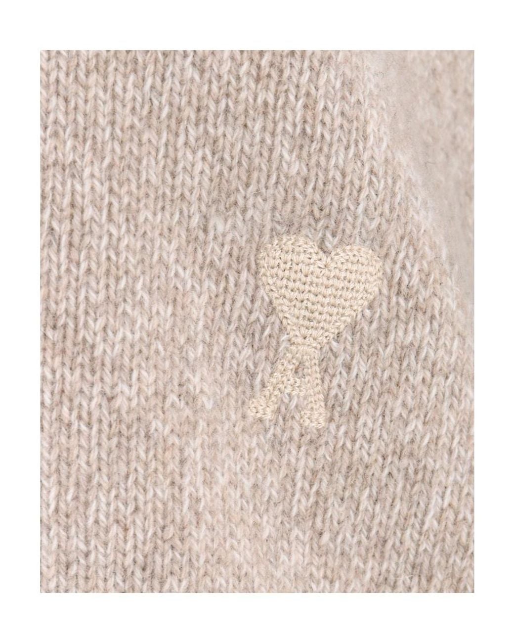 AMI White Ami High-Neck Knitted Jumper