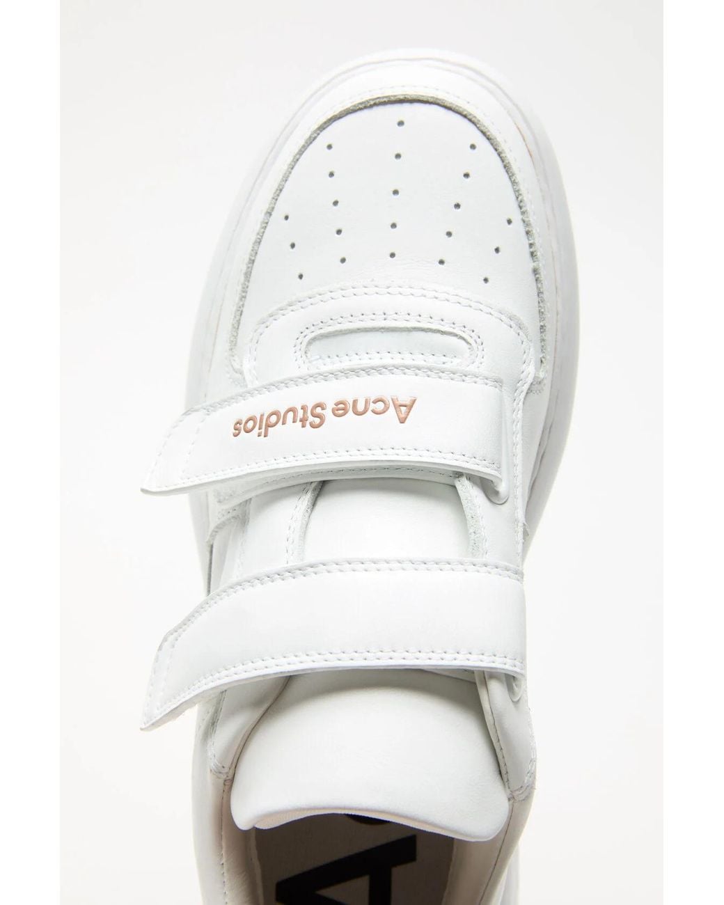 Acne White Touch-Strap Leather Sneakers for men