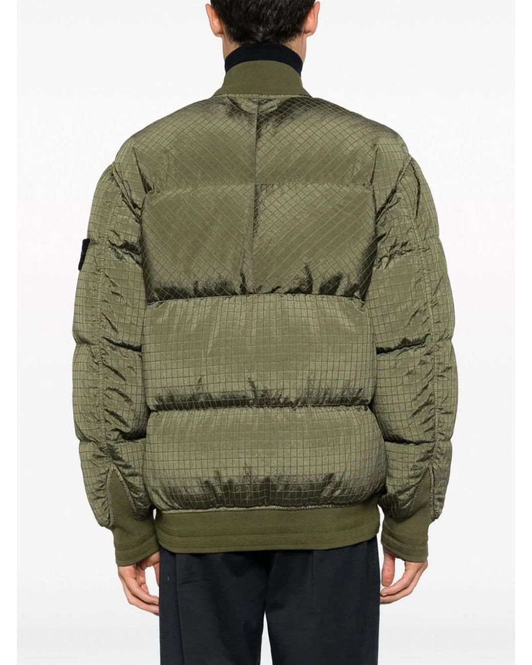 Stone Island Green Logo-Patch Buttoned Jacket for men