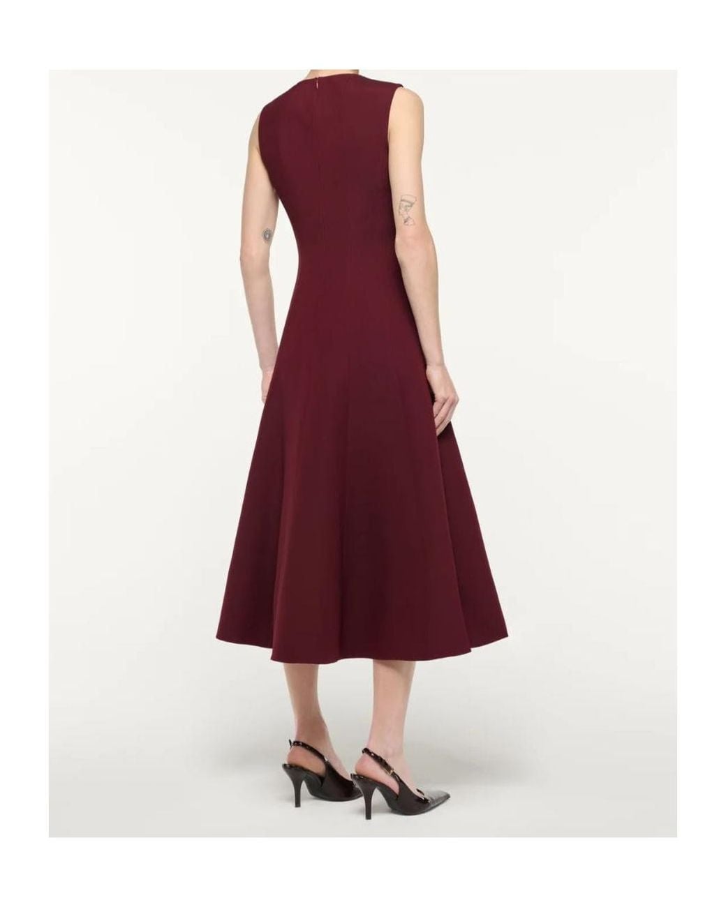 Roland Mouret Red Draped Asymmetric-Strap Midi Dress