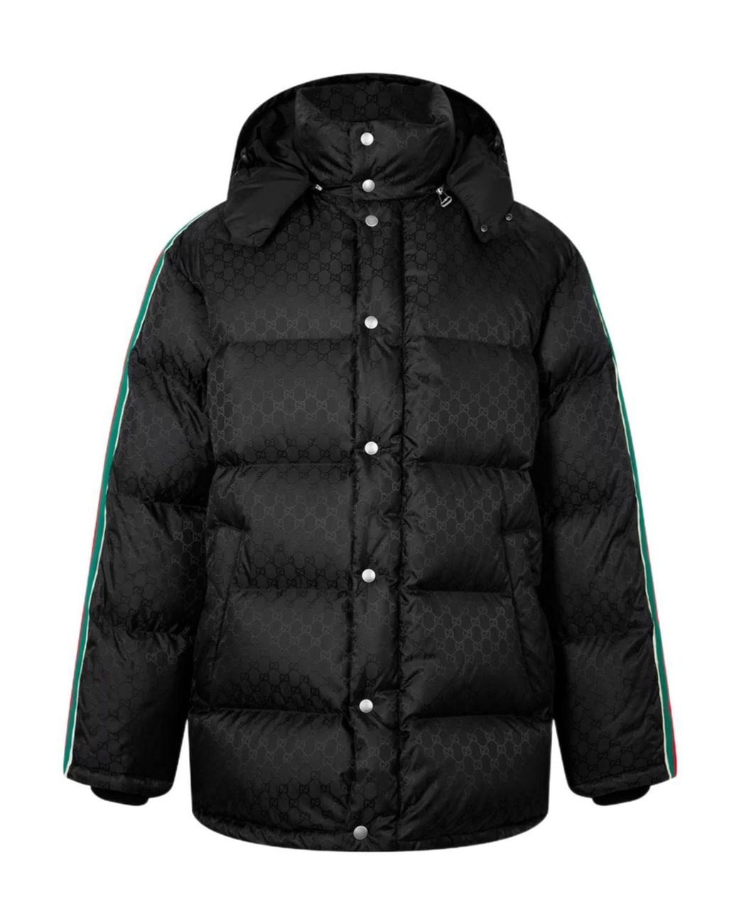 Gucci Black Logo Jacquard Webbing Down Jacket for men