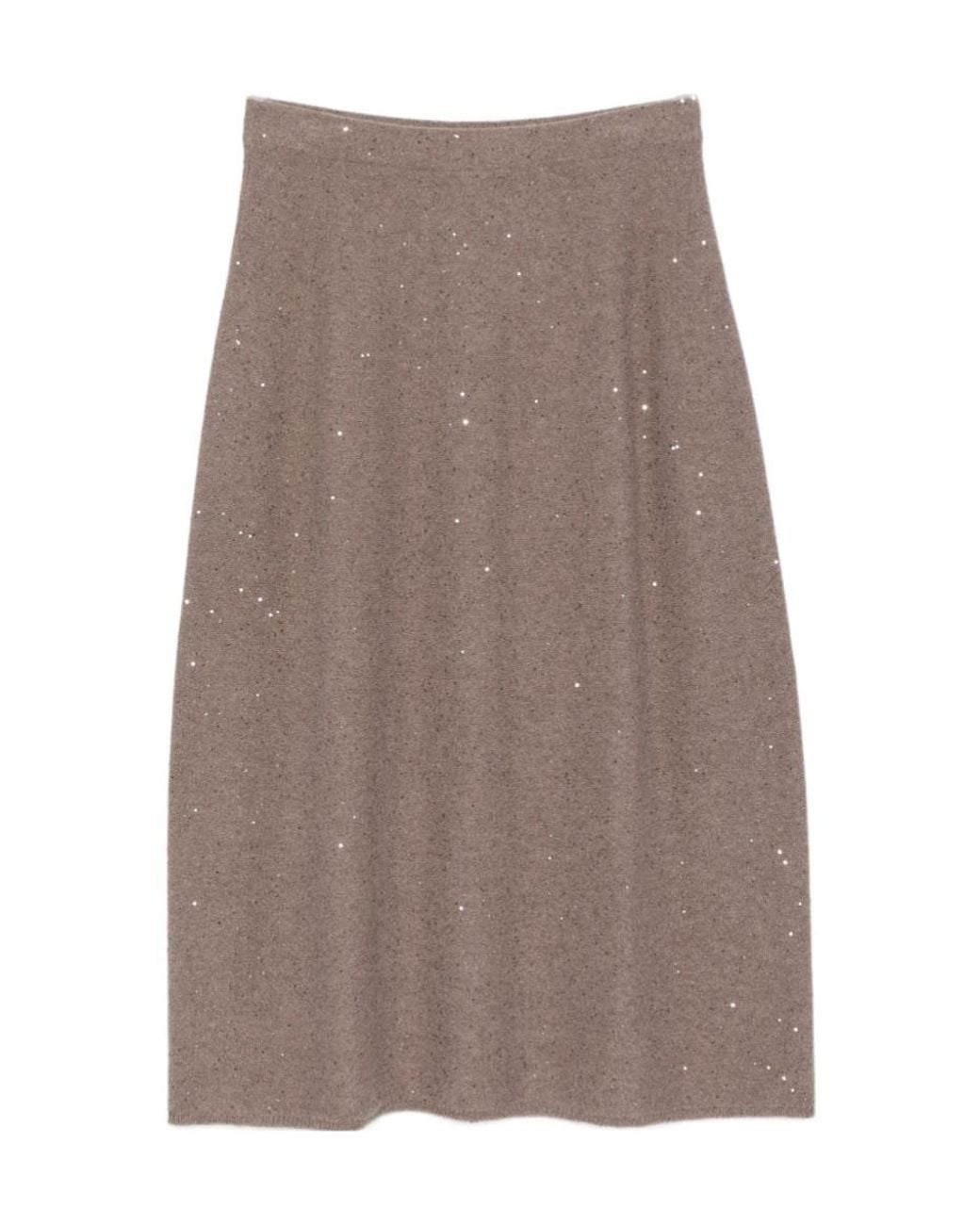 Antonelli Brown Sequinembellished Knit Midi Skirt