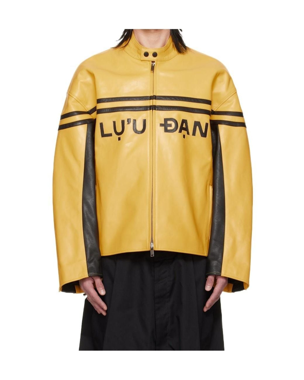 Lu'u Dan Metallic Bruce Lee X Lựu Đạn Collaboration Legacy Moto L-D Stand Collar Leather Jacket for men