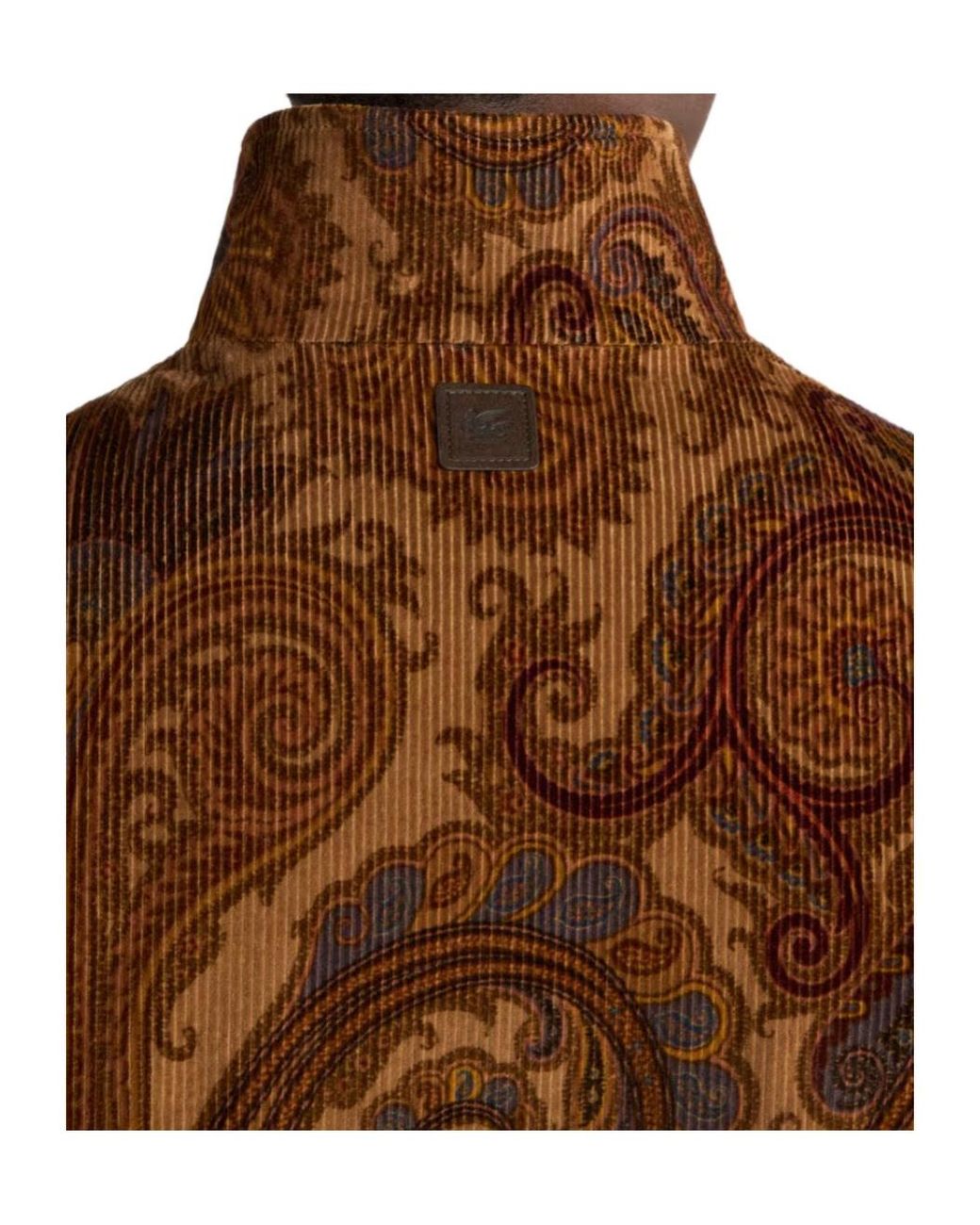 Etro Brown Paisley Zip-Up Sweatshirt for men