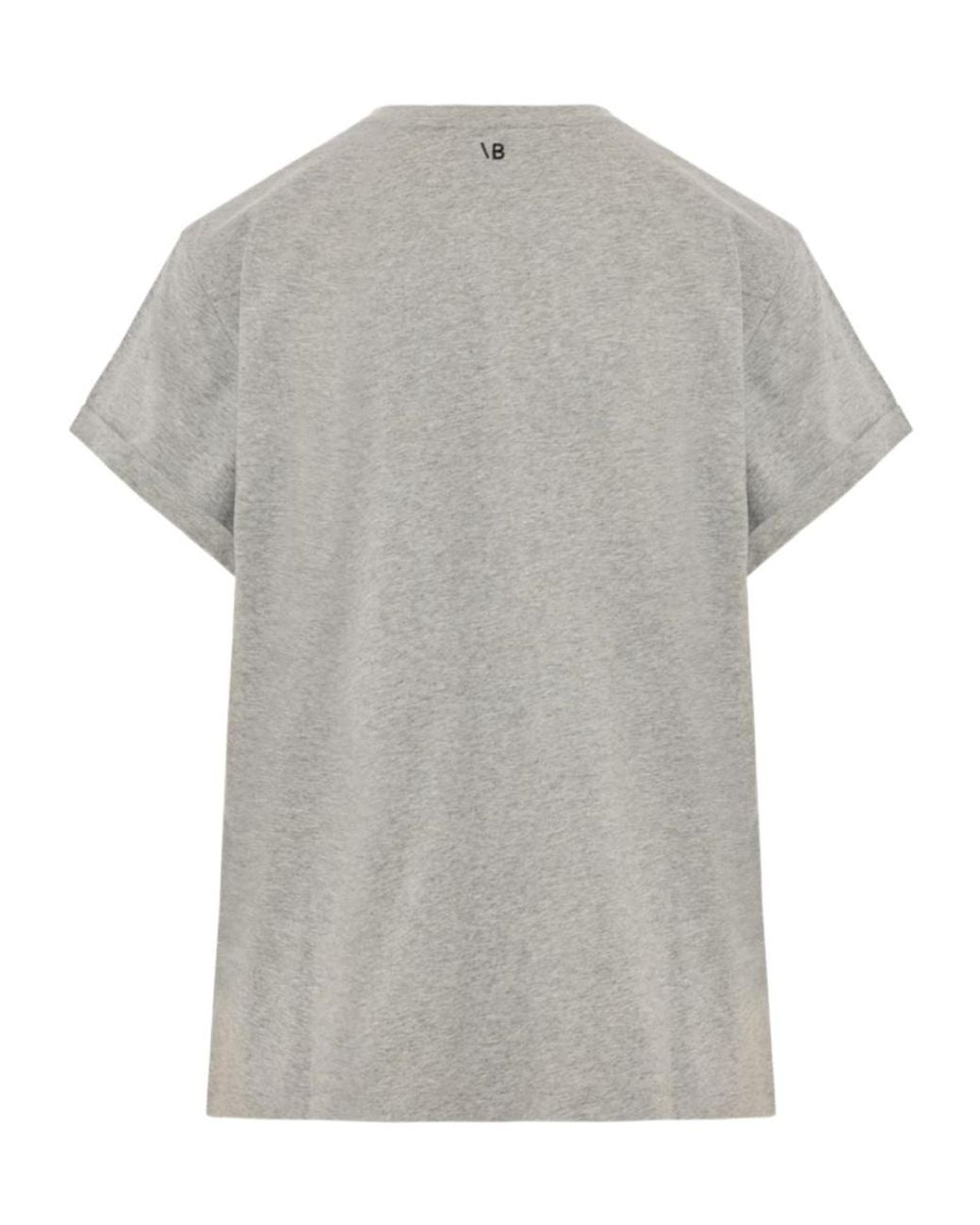 Victoria Beckham Gray Tilly Rolled-Sleeve T-Shirt