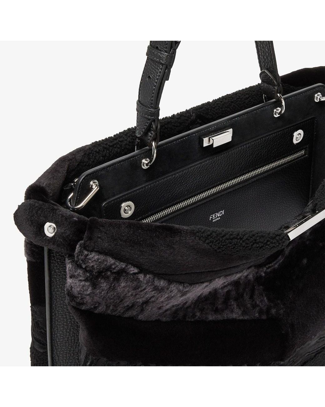 Fendi Black Maxi Peekaboo Soft Inlaid Fur Bag for men