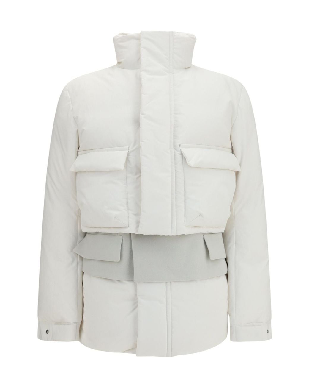 Sacai White High Neck Puffer Jacket