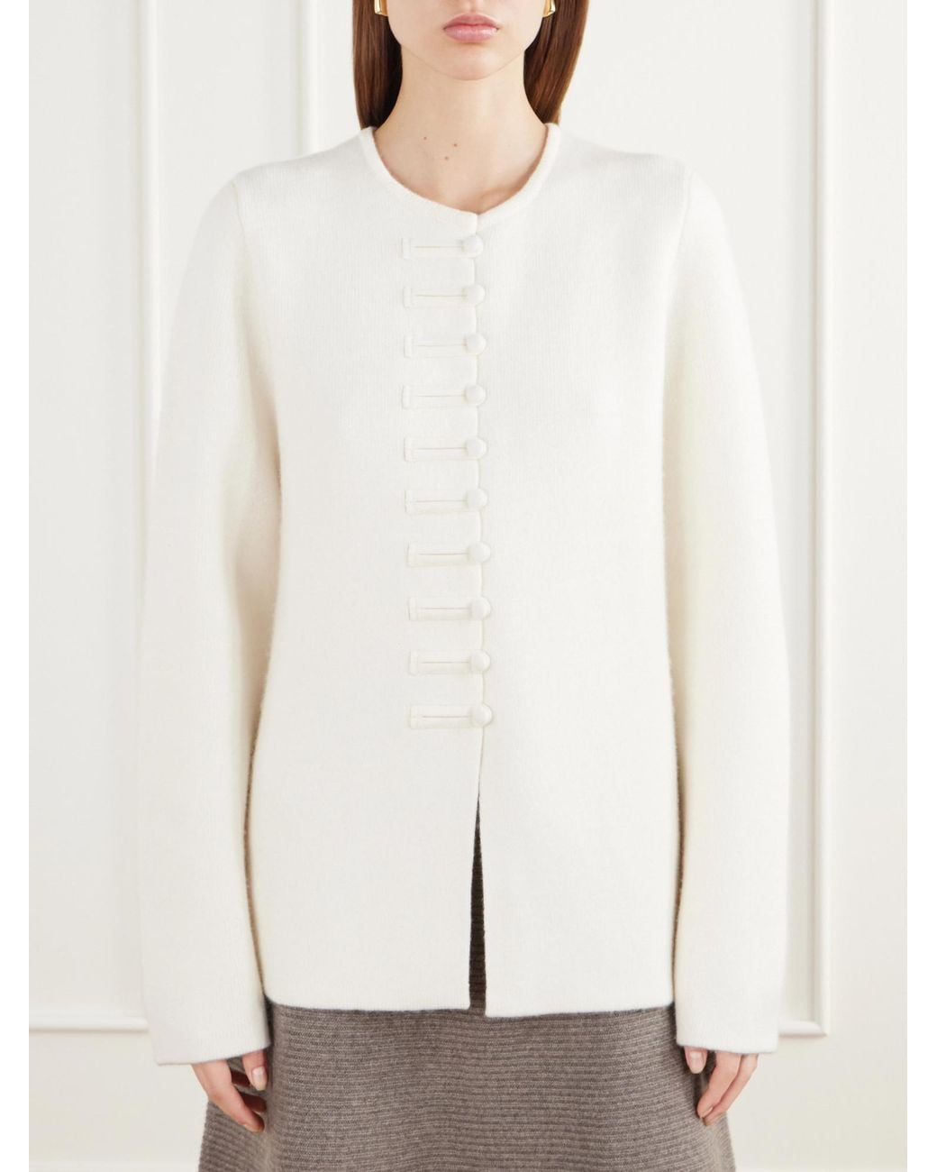 Lisa Yang White Cashmere Knitted Jacket