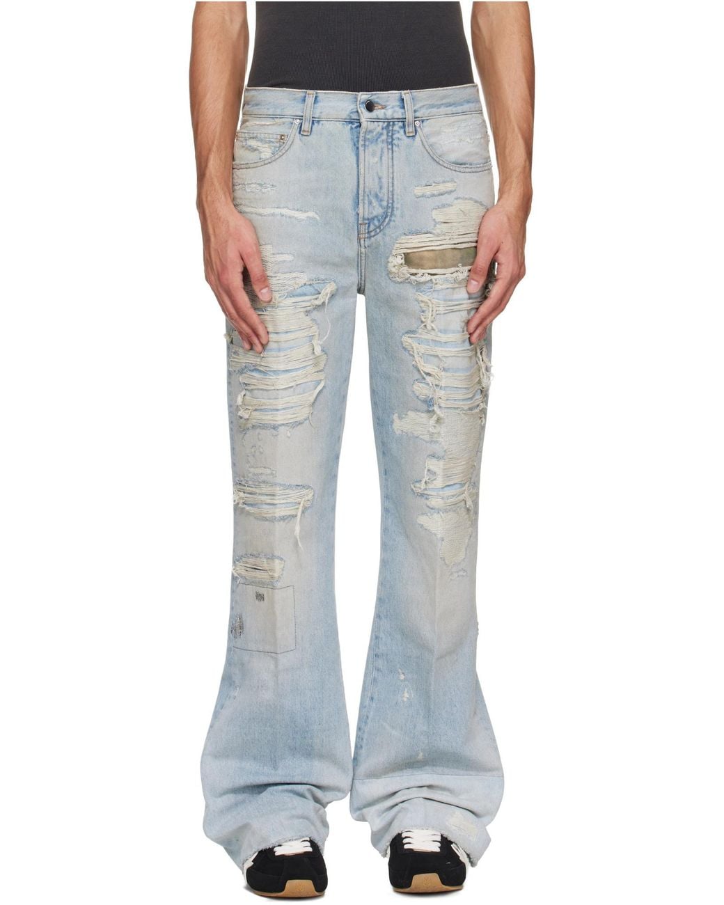 Amiri Blue Distressed Boot Cut Jeans for men