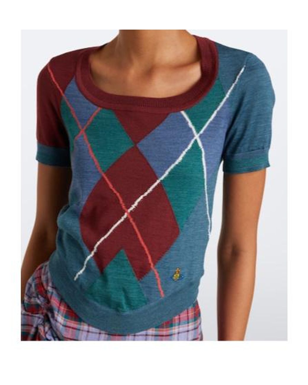Vivienne Westwood Blue Argyle Wool And Cotton Sweater