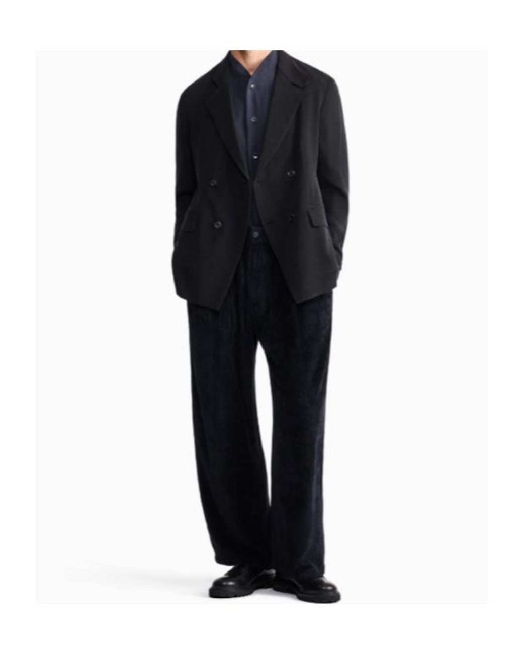 Giorgio Armani Blue Wide-Leg Corduroy Pants for men