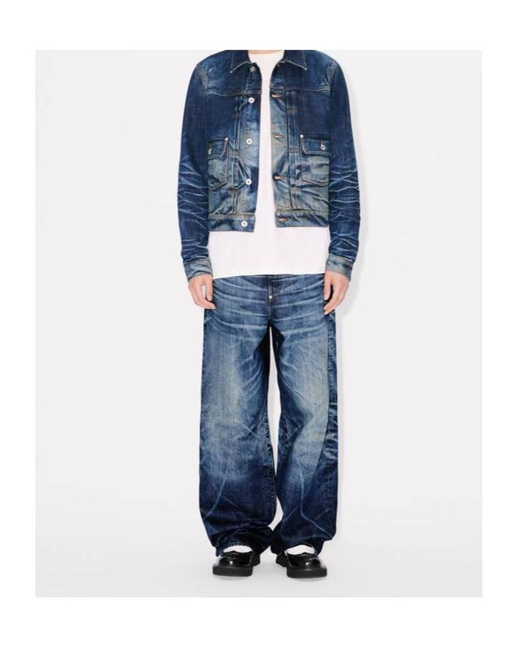 KENZO Blue Logo Patch Denim Jacket for men