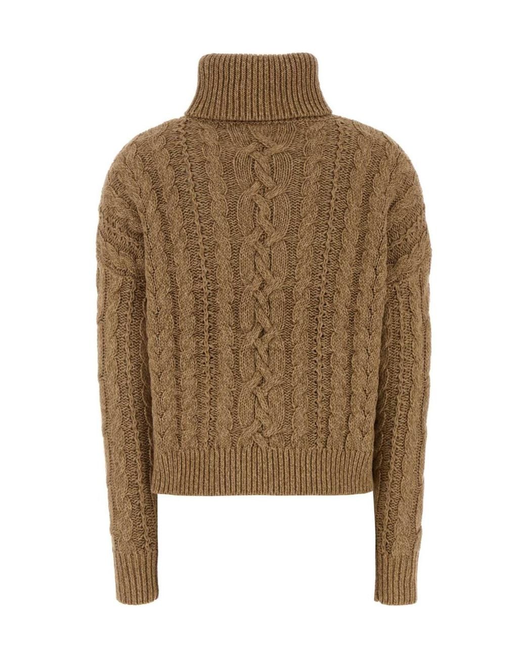 Ralph Lauren Brown Polo Cable Knit Turtleneck Sweater