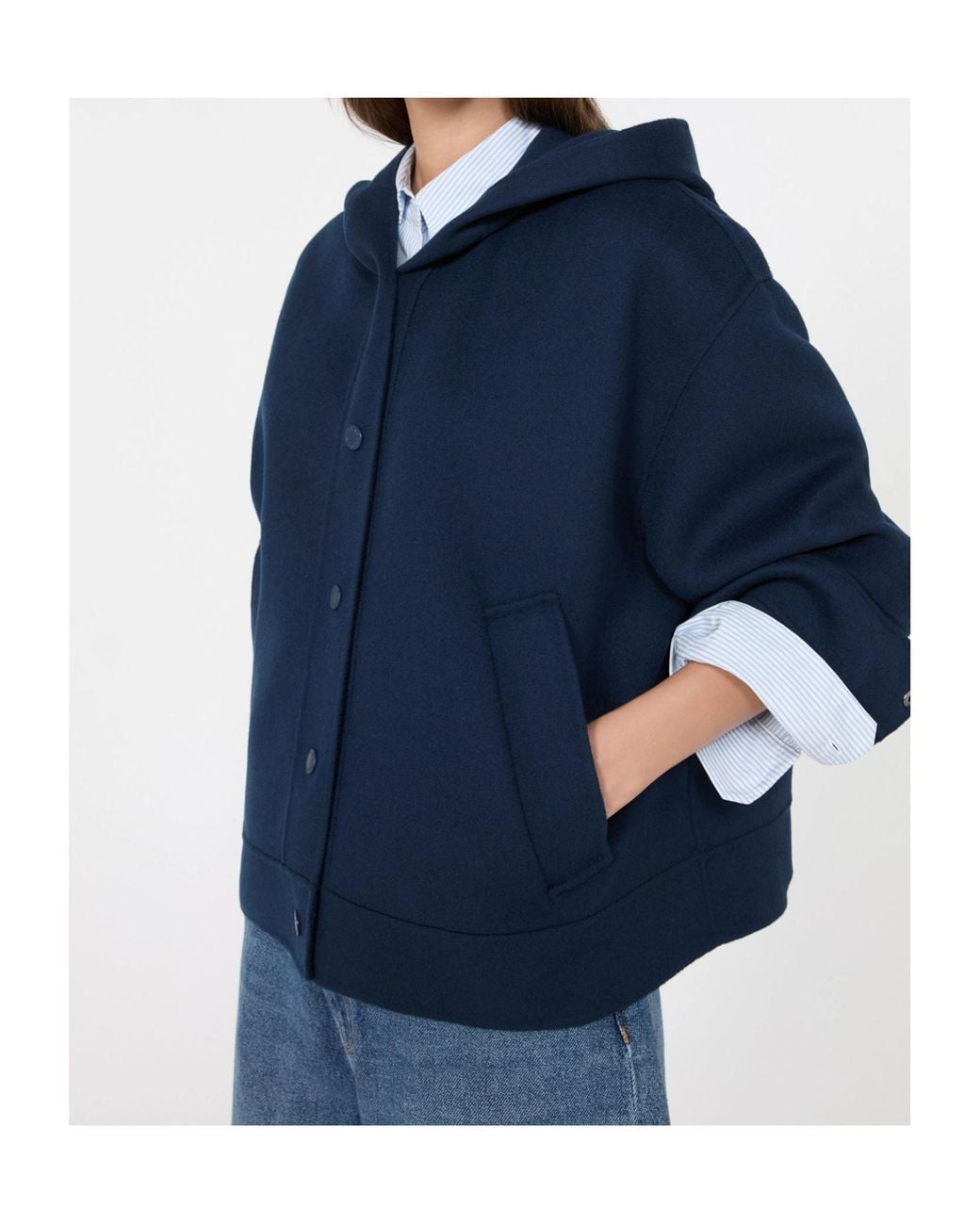 Weekend by Maxmara Blue Relaxed Fit Hooded Coat