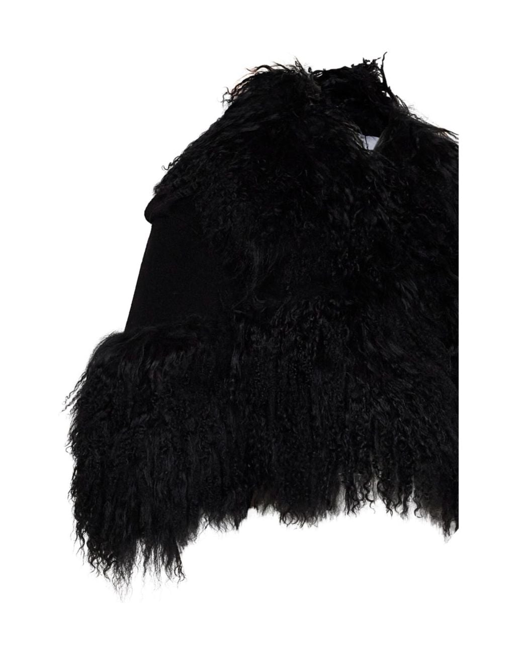 GIUSEPPE DI MORABITO Black Cropped Fur-Trimmed Jacket