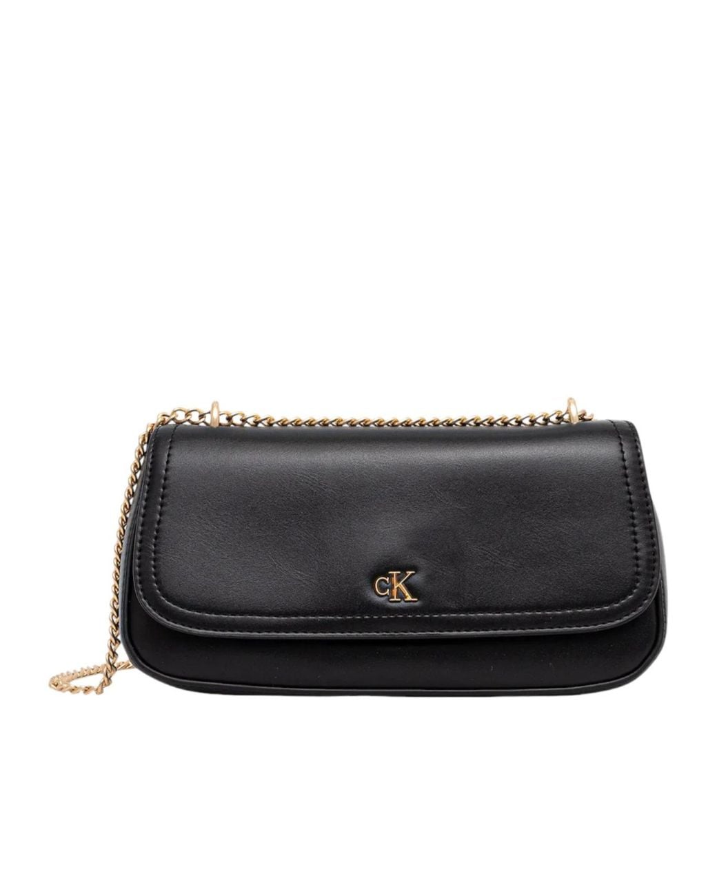 Calvin Klein Black Small Logo-Plaque Chain-Strap Shoulder Bag
