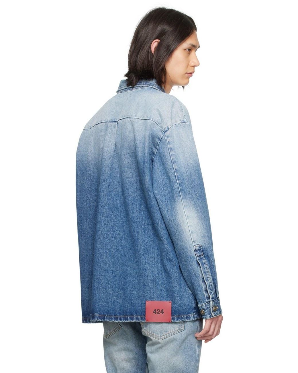 424 Blue Gradient-Effect Denim Shirt for men