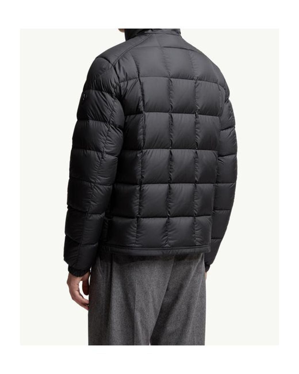 Moncler Blue Eglise Square-Quilted Hooded Short Down Jacket for men