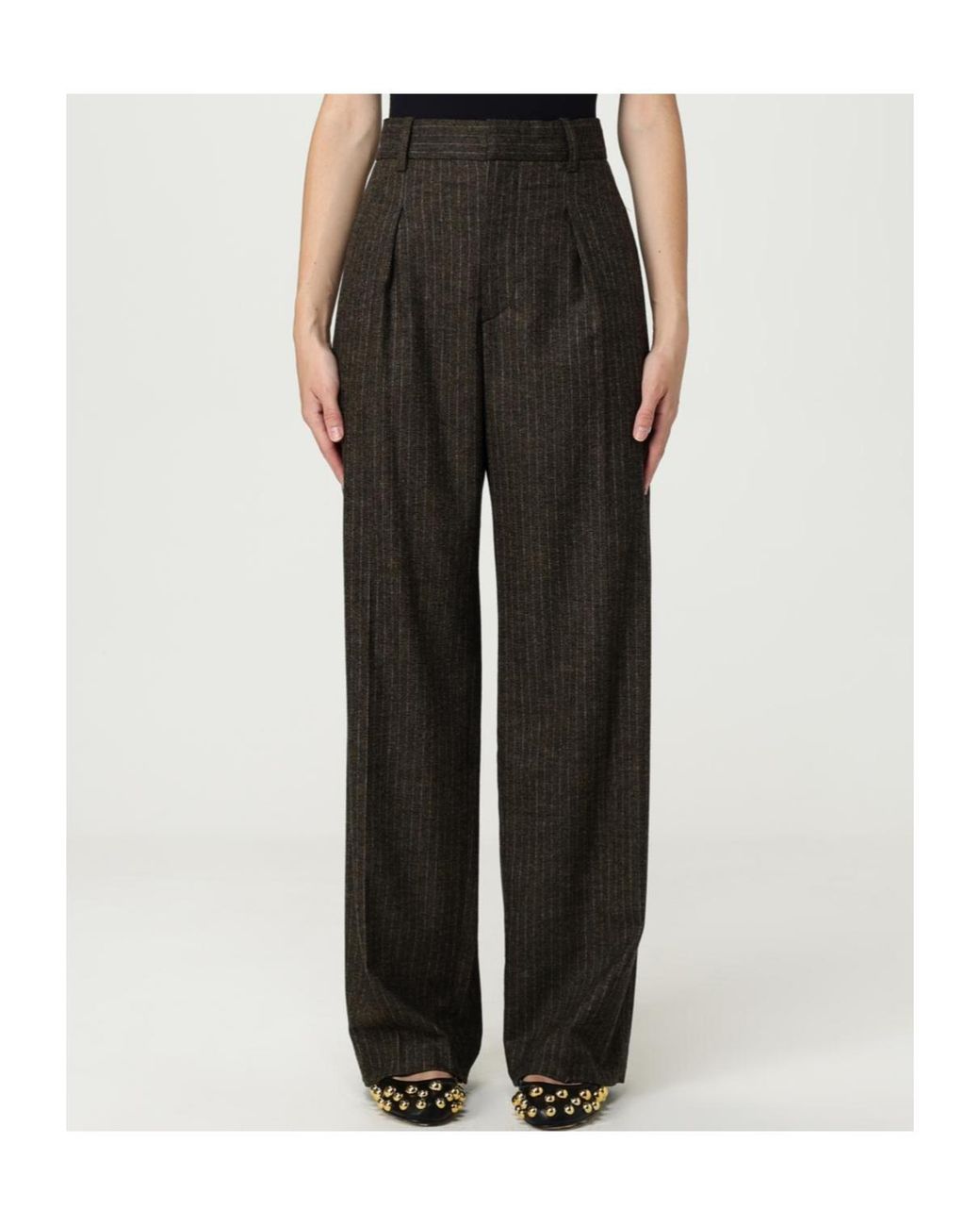Isabel Marant Black Pinstriped Straight-Leg Trousers