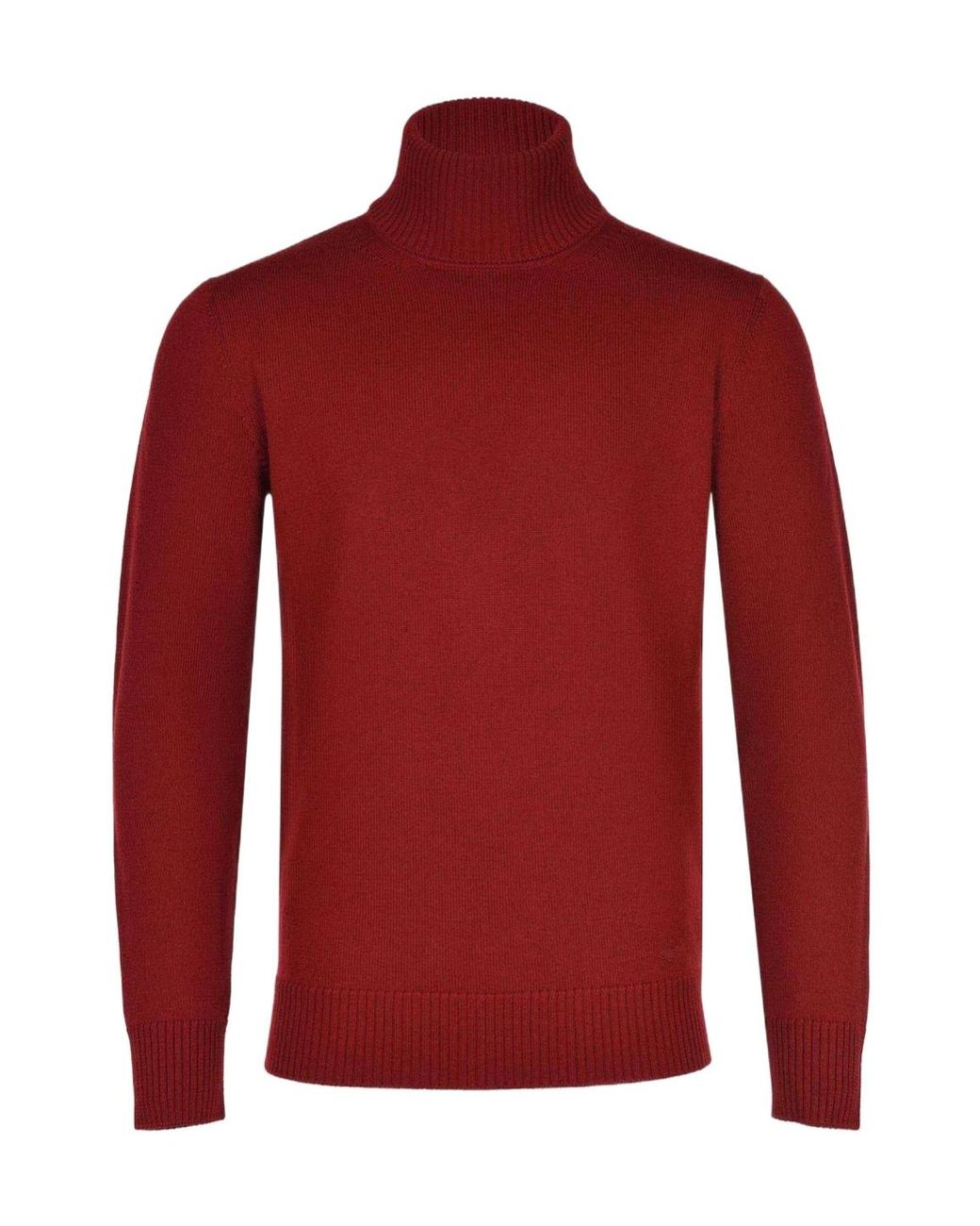 Emporio Armani Red Ribbed High Neck Knitwear for men