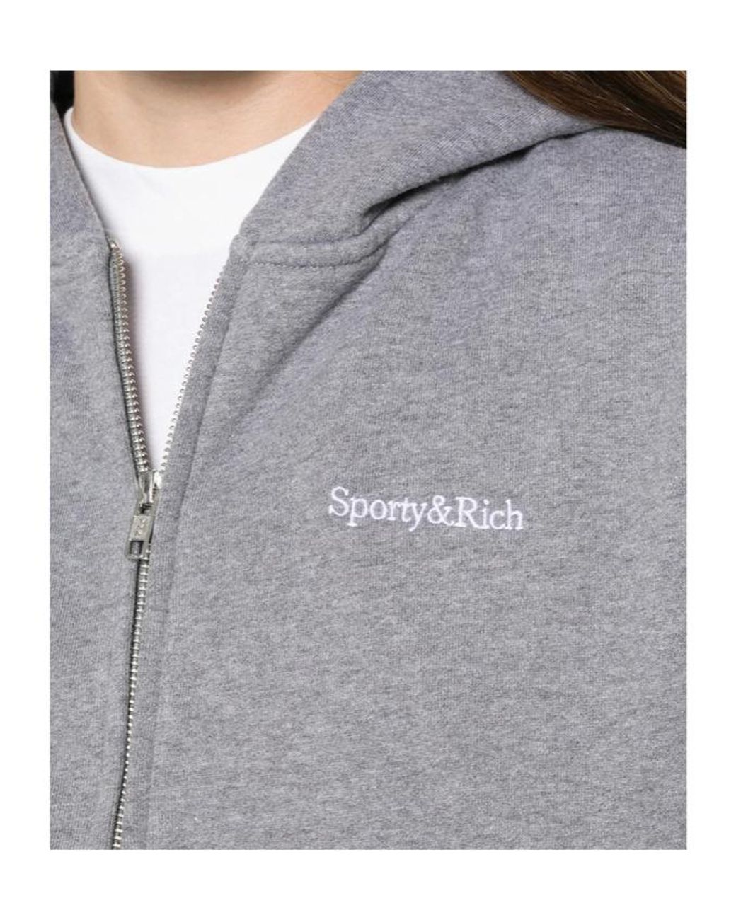 Sporty & Rich Gray Long-Sleeved Zip-Up Sweatshirt