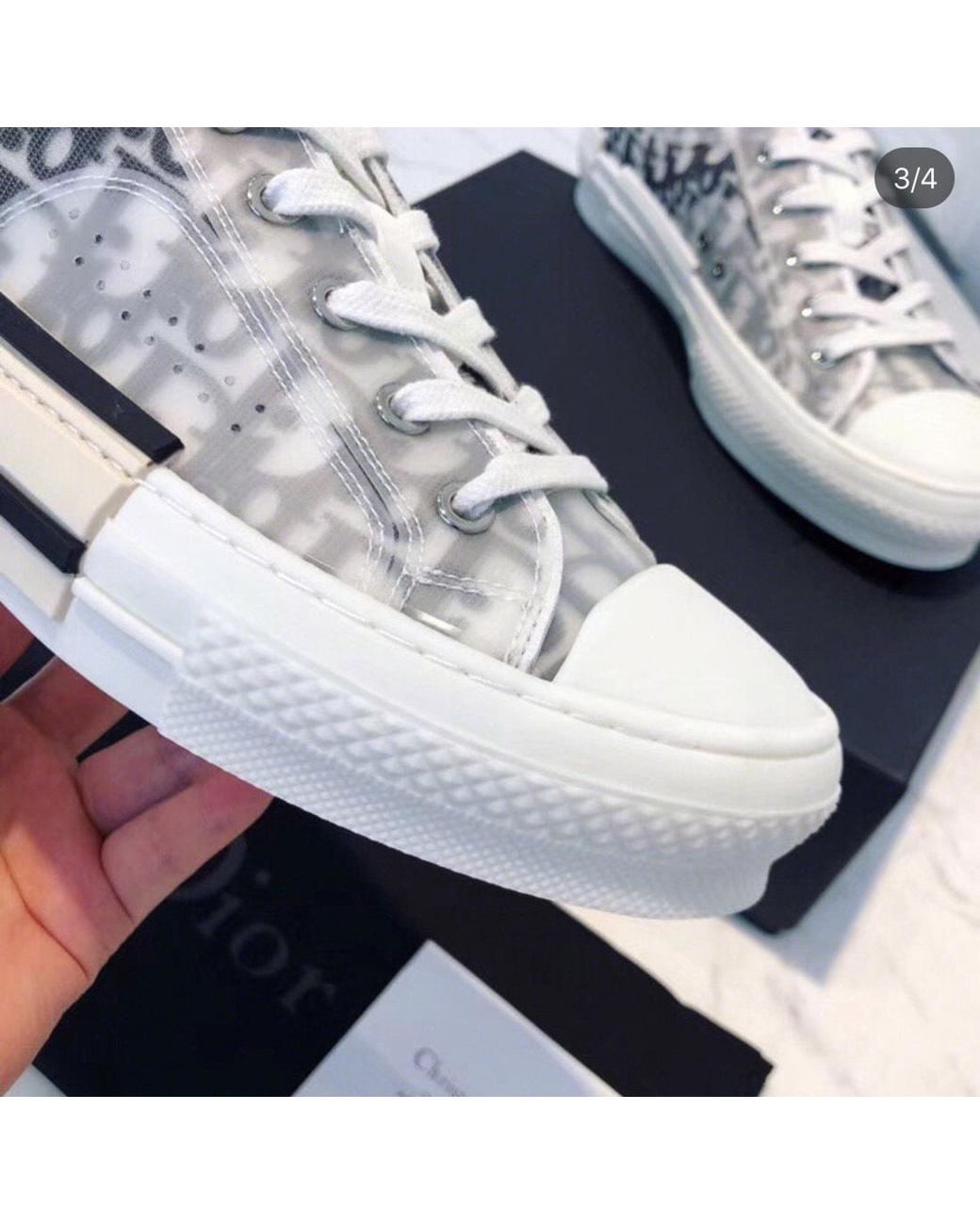 Dior White B23 League Low-Top Sneaker for men