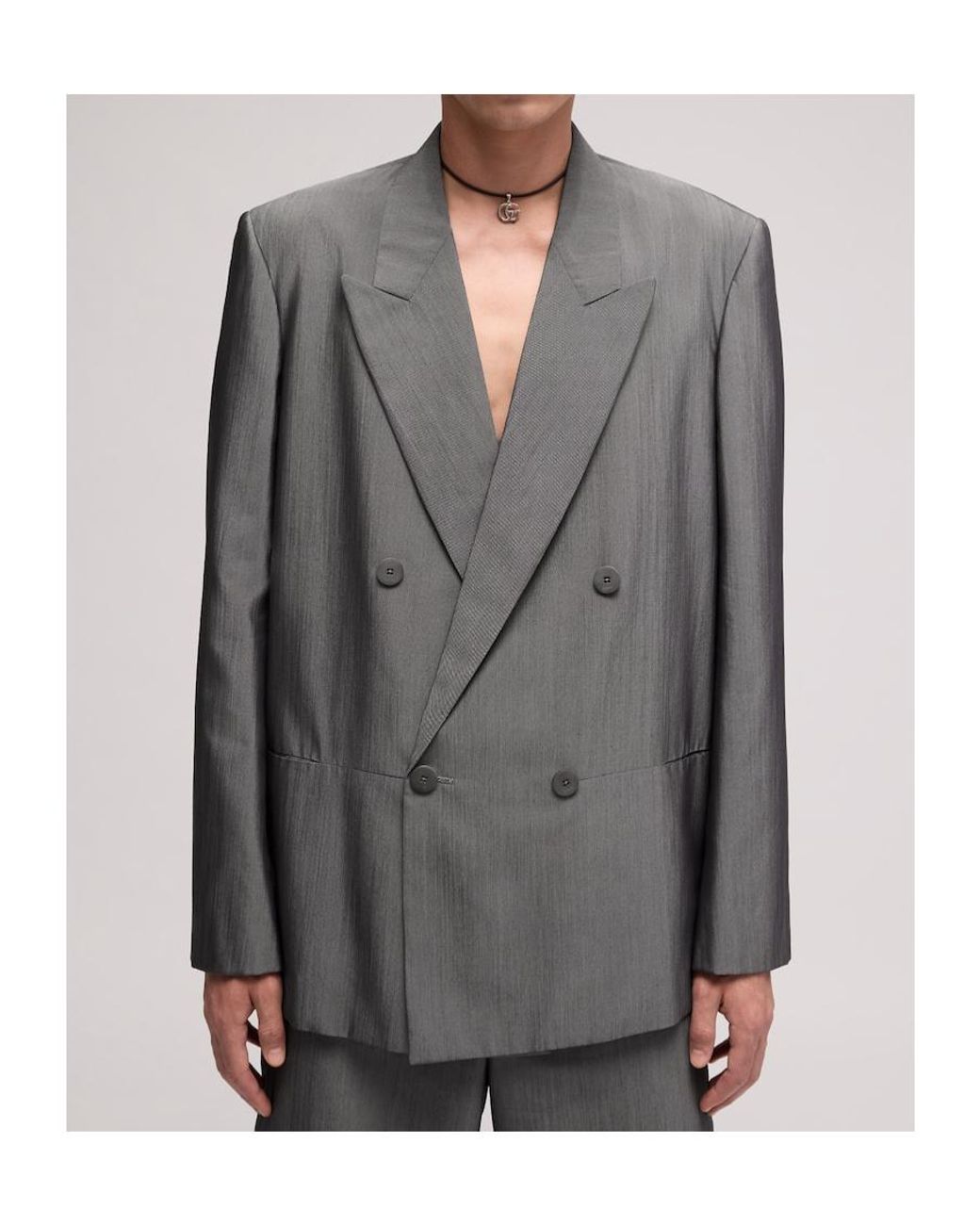Gucci Gray Silk Merino Wool Jacket for men