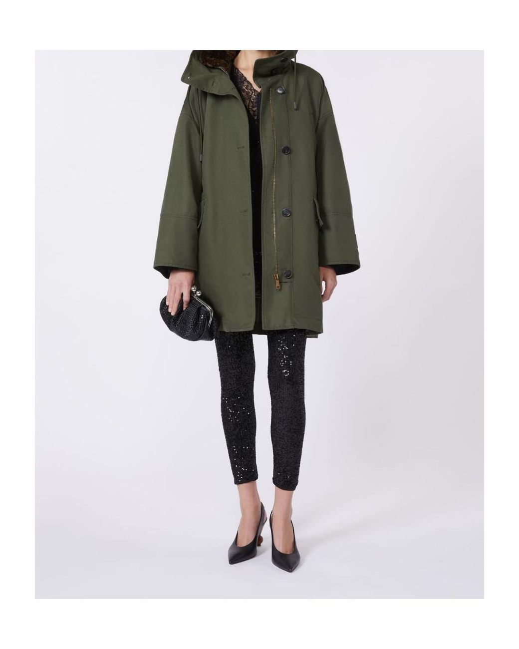 Weekend by Maxmara Green Hooded Button Jacket