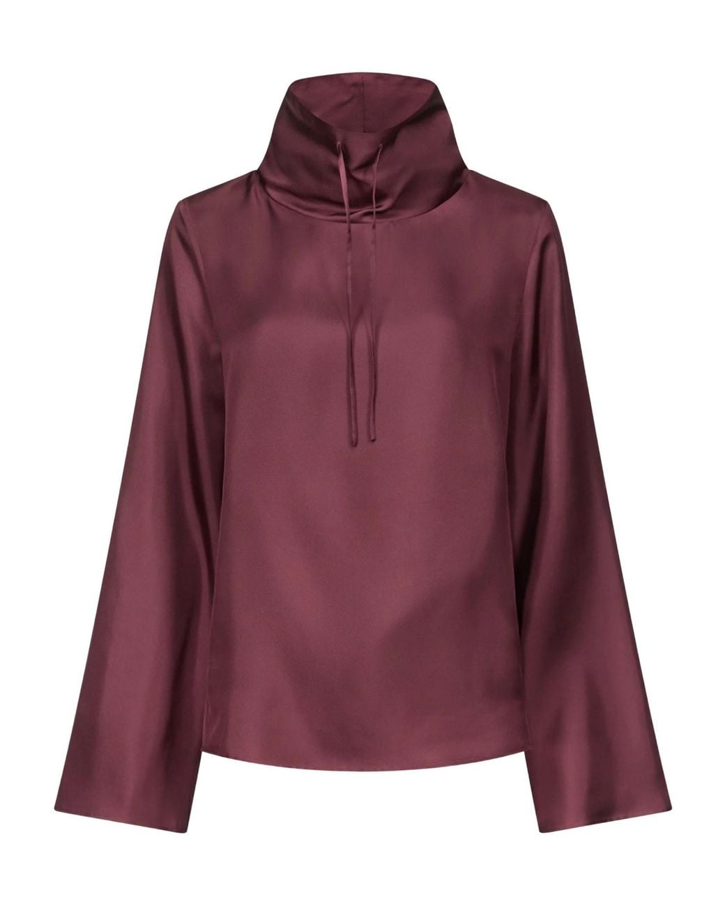 Loulou de Saison Purple Drawstring-Neck Wide-Sleeve Top