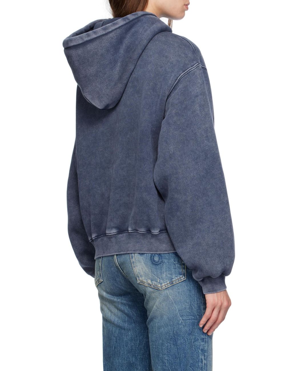 Alexander Wang Blue T By Structured Terry Puff Logo Hoodie