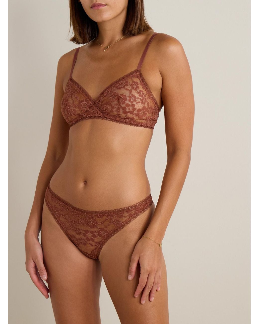 Eres Brown Lace Soft-Cup Triangle Bra