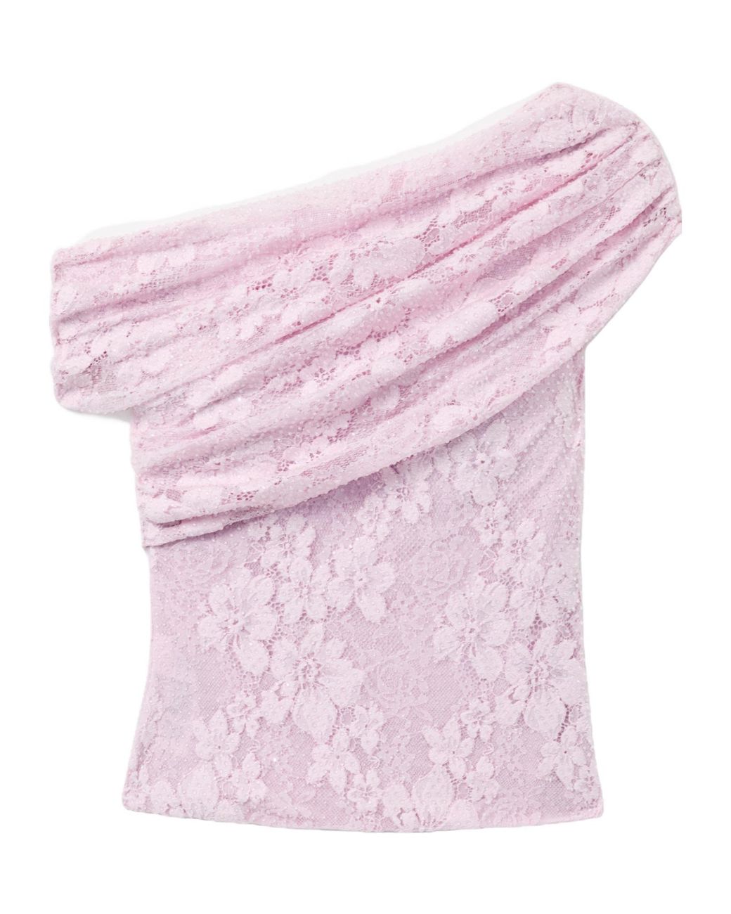 Self-Portrait Pink Lace One-Shoulder Top