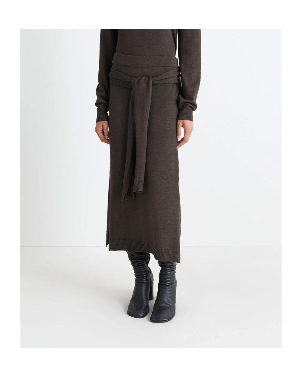 Lemaire Black Tie-Around Side Slit Midi Skirt